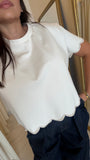 White Embellished Crop Top