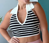 Black Stripe Halter Top