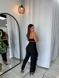 Black Rhinestones Feathers Set