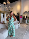 Green Floral CutOut Dress