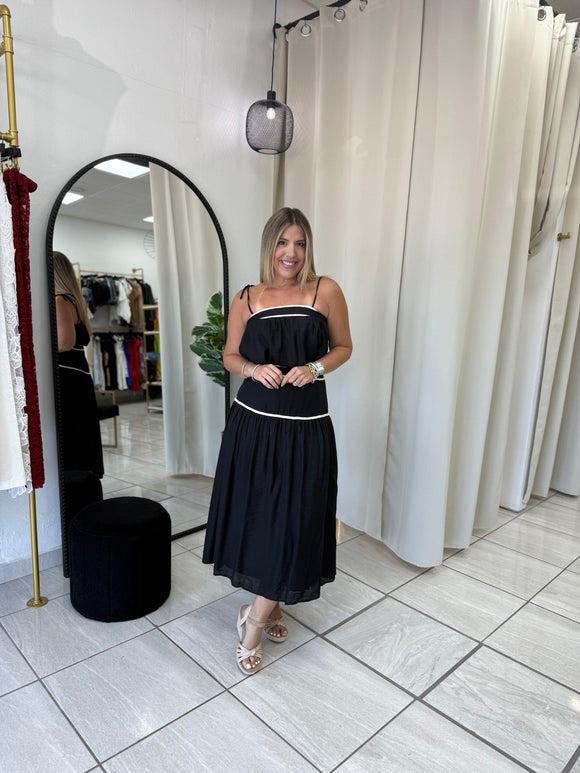 Black and Beige Skirt Set