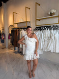 OneShoulder Natural Ruffle Dress