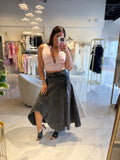 Black Denim Asymmetrical Skirt