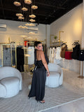 Black Satin Halter Top & Balloon Pants