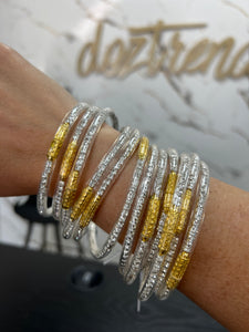 Clear & Rhinestones Bangles (Set de 6)