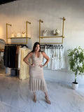 Sand Halter Ruffle Dress