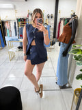 Navy & White Stripes Vest & Skort