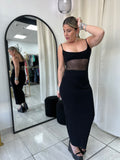 Black Mesh Bodice Dress