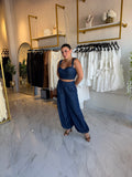 Denim Ballon Pants & Crop Top