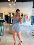 Denim Tube Top & Shorts Set