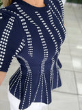 NavyWhite Peplum Top