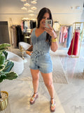 LightDenim Vneck Romper
