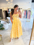 Yellow Blush Dots Midi Dress