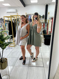 Olive Pleated Oversized Romper