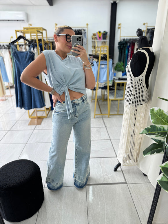 Denim Washed Hem Jeans