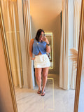 Bows White Denim Skort