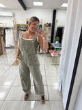 Olive Slouchy Barrel Overall