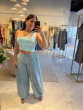 Washed Denim Balloon Pants
