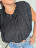 Black Studs Bubble Top