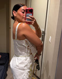 White Lime Scallop Top & Pants