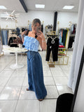 Indigo Pleated WideLeg Jeans