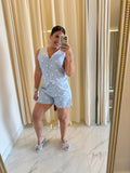 Blue Dots Vest & Shorts Set