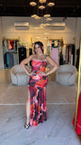 Orange Bloom Strapless Dress