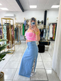 Denim Maxi Skirt Lace