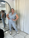 HeatherGray MockNeck Jogger Jumpsuit