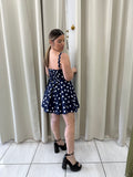 Navy PolkaDots RicRac Dress