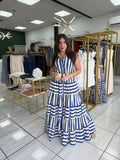 Blue Striped Maxi Dress