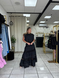 Black Bubble Top & Lace Skirt