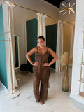 Brown Lace Top & Pants Set