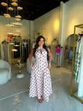 Pink Black Dots Midi Dress
