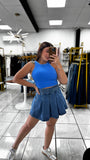 Denim Double Belt Skort