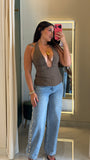 Indigo Studded WideLeg Jeans