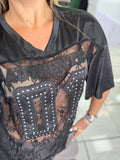 Black Patch Rhinestones Jersey