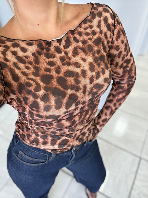 Mesh Leopard LongSleeve Top