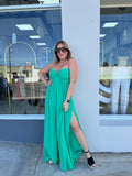 Green Strapless Smocking Back Jumpsuit