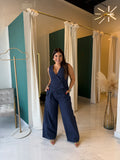 Navy Vest & Pleats Pants