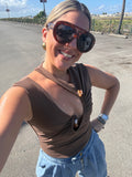 Toffee Brown Front CutOut Top