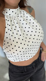 WhiteBlack Dots Halter Top