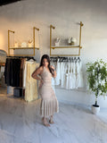 Sand Halter Ruffle Dress
