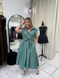 Sage Sash Midi Dress