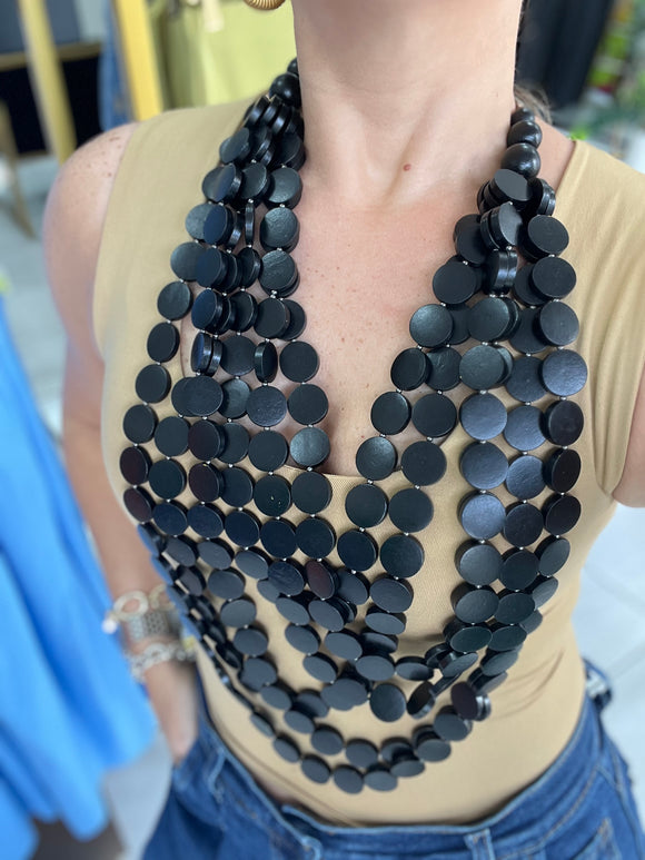 Layering Black Wooden Necklace