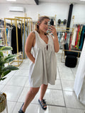 Light Grey Pleated Oversized Romper