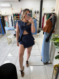 Navy & White Stripes Vest & Skort