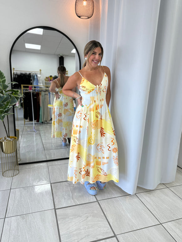 Yellow Tropic Midi Dress