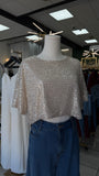 Beige Silver Sequins Top