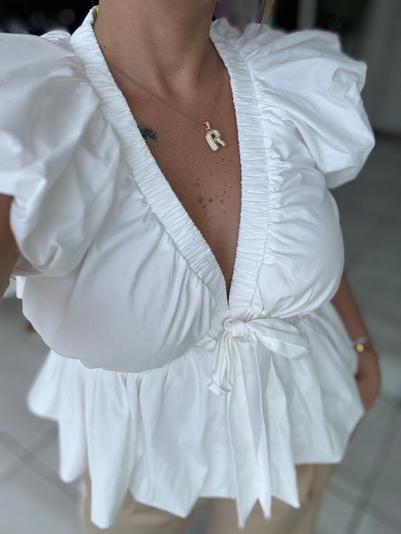 White VNeck Top
